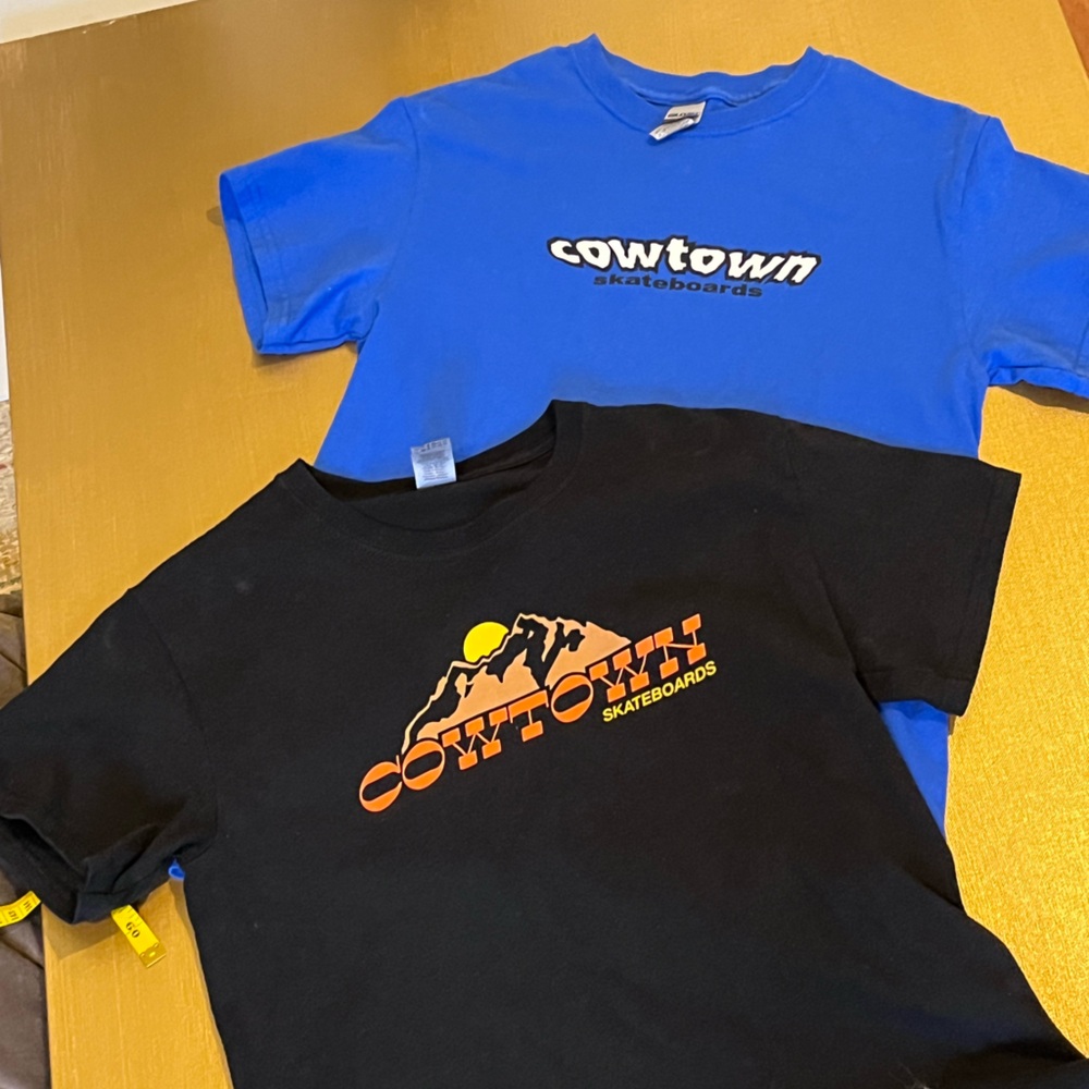 Cowtown Skateboards Black and Blue Short Sleeve Tees